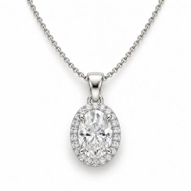 Nerina Oval Halo Pendant