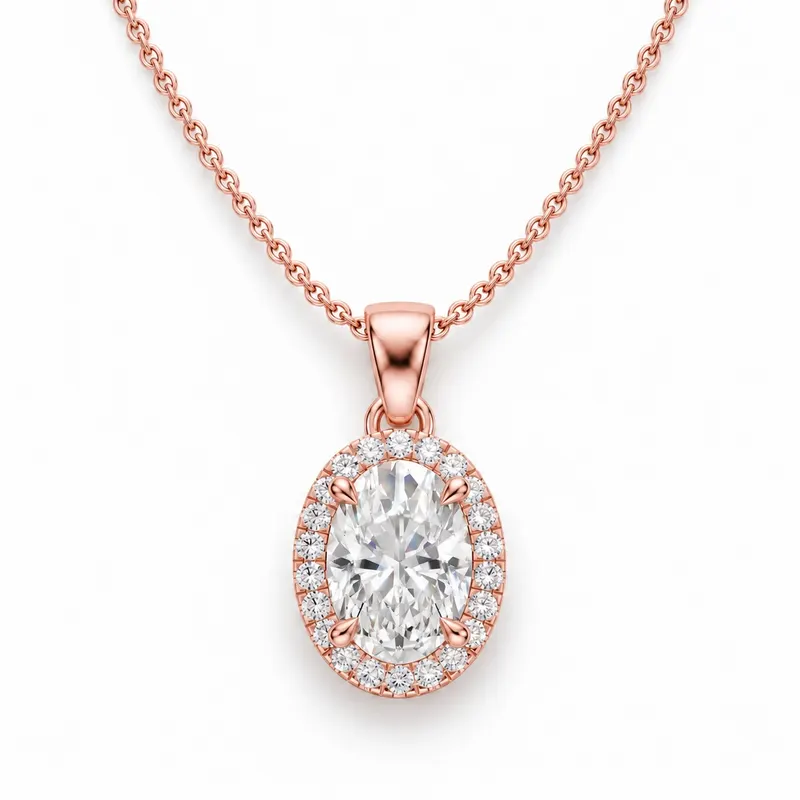 Nerina Oval Halo Pendant